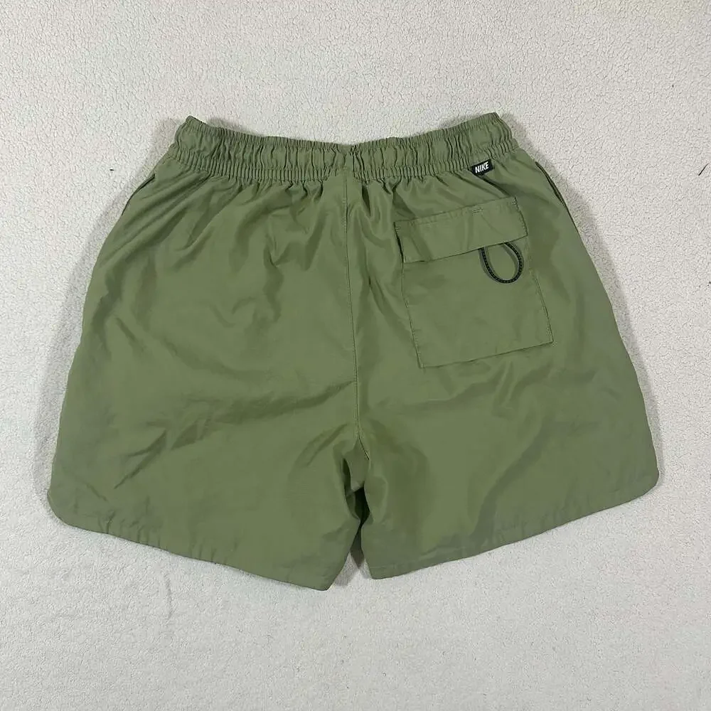 Nike Olive Green Mesh Lined Swim Shorts Men's Size M Drawstring Swoosh